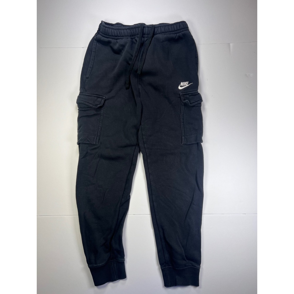 Nike Cargo Jogger Mens Small Black Fleece Tapered Fit Sweatpants 0221